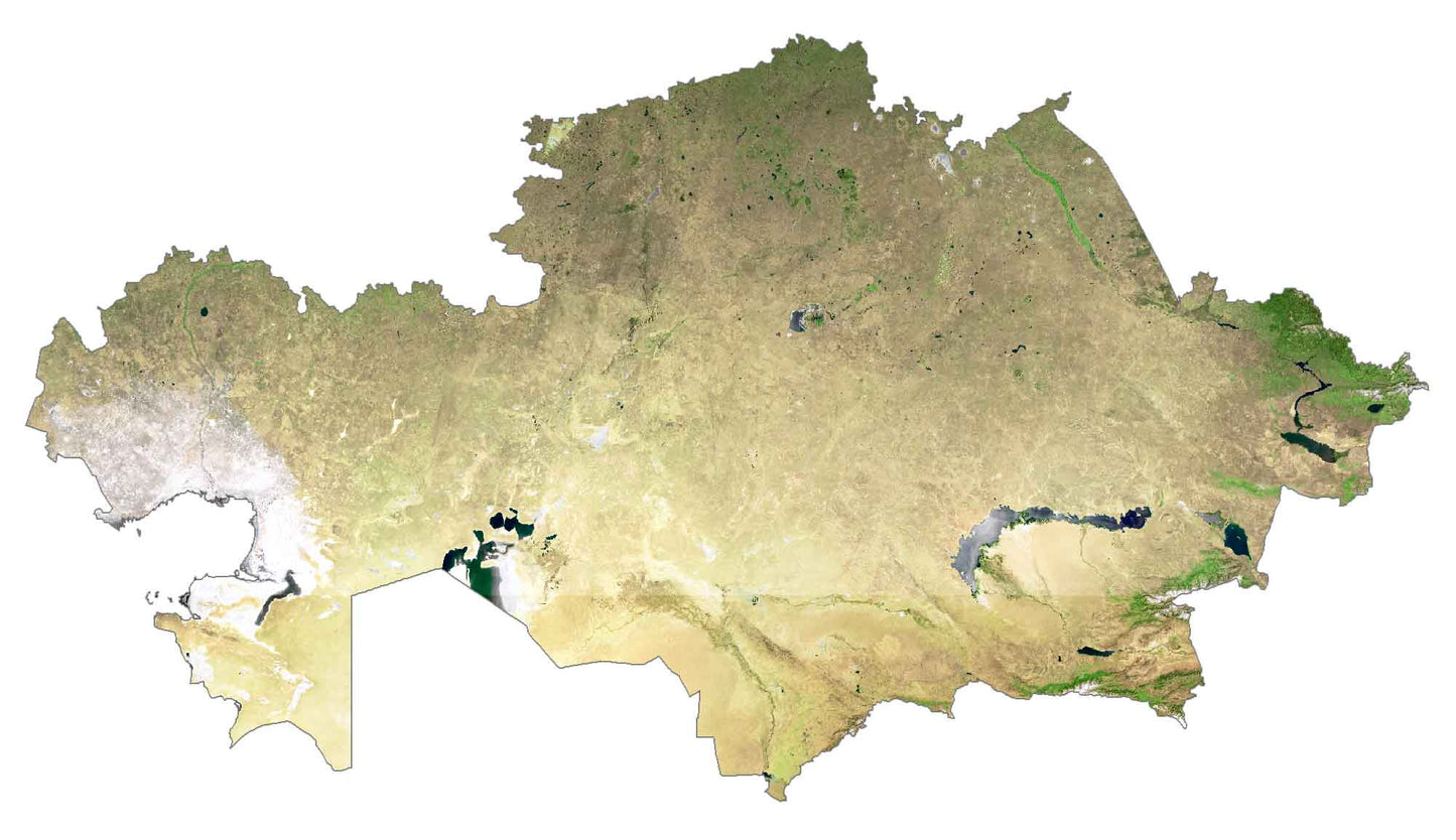 Kazakhstan Satellite Map Glossy Poster Picture Photo Print Banner  Booma Prints