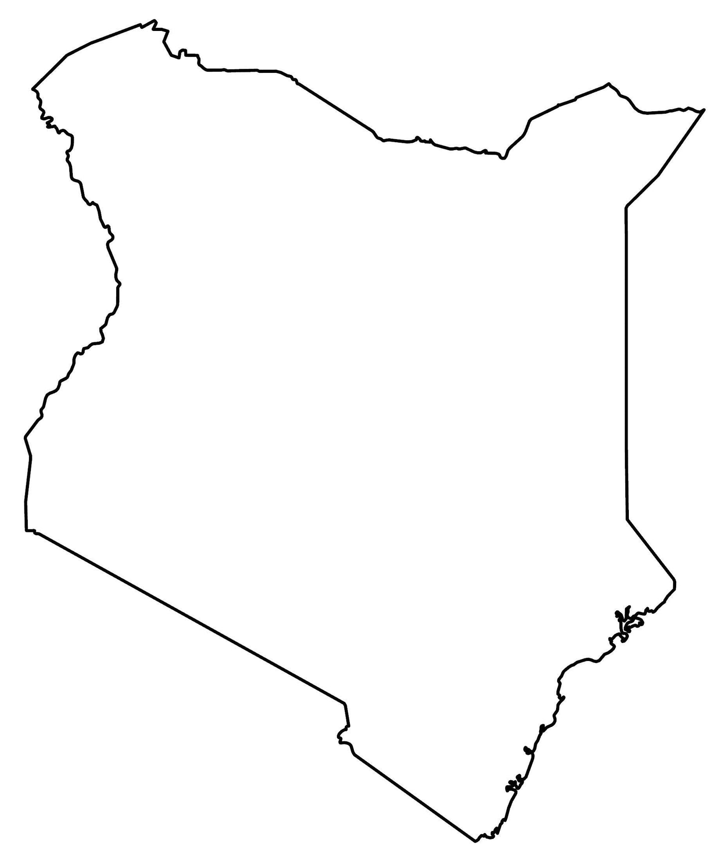 Kenya Blank Outline Map Glossy Poster Picture Photo Print Banner  Booma Prints
