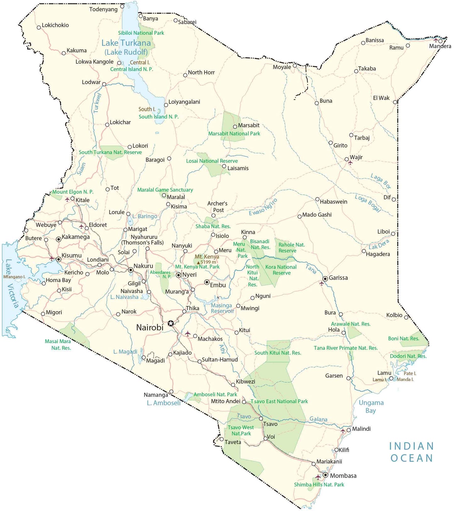 Kenya Road Map Glossy Poster Picture Photo Print Banner  Booma Prints