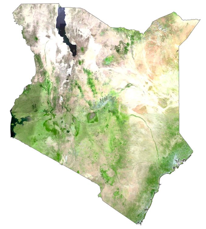 Kenya Satellite Map Glossy Poster Picture Photo Print Banner  Booma Prints