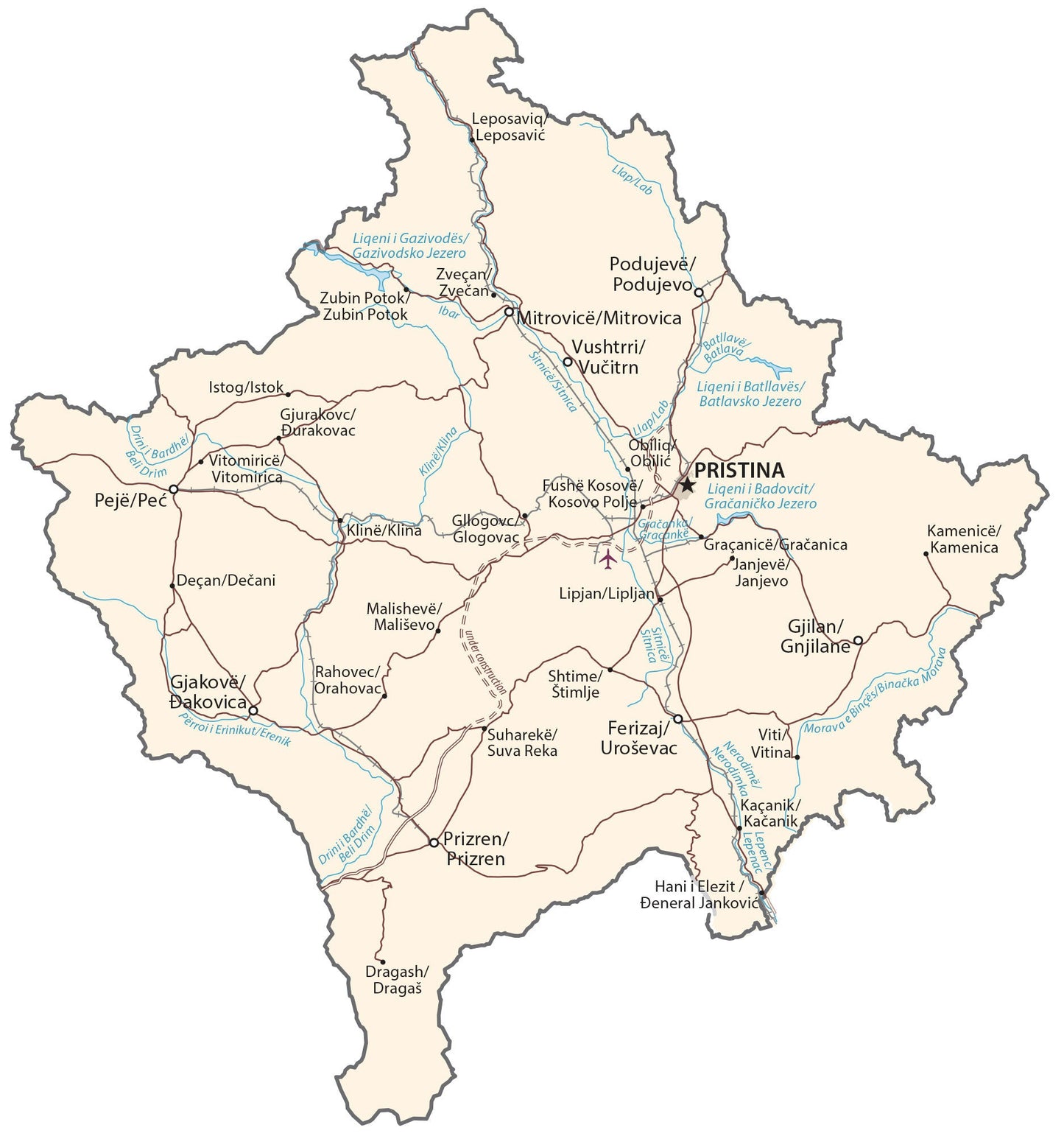 Kosovo Road Map Glossy Poster Picture Photo Print Banner  Booma Prints