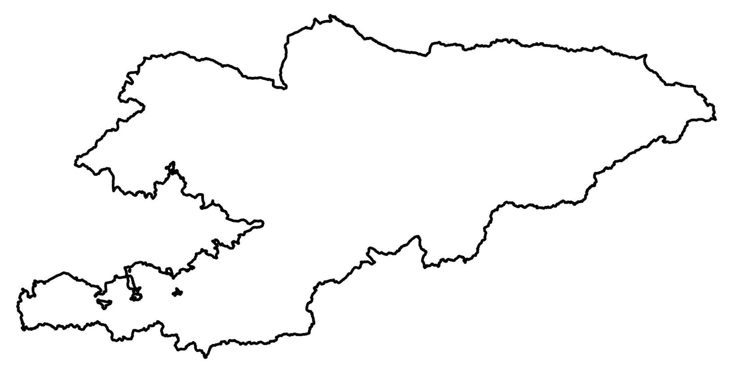 Kyrgyzstan Blank Outline Map Glossy Poster Picture Photo Print Banner  Booma Prints