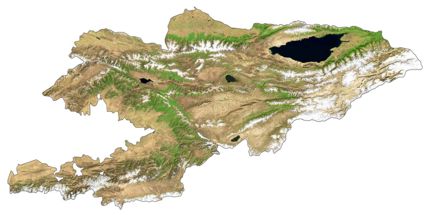 Kyrgyzstan Satellite Map Glossy Poster Picture Photo Print Banner  Booma Prints