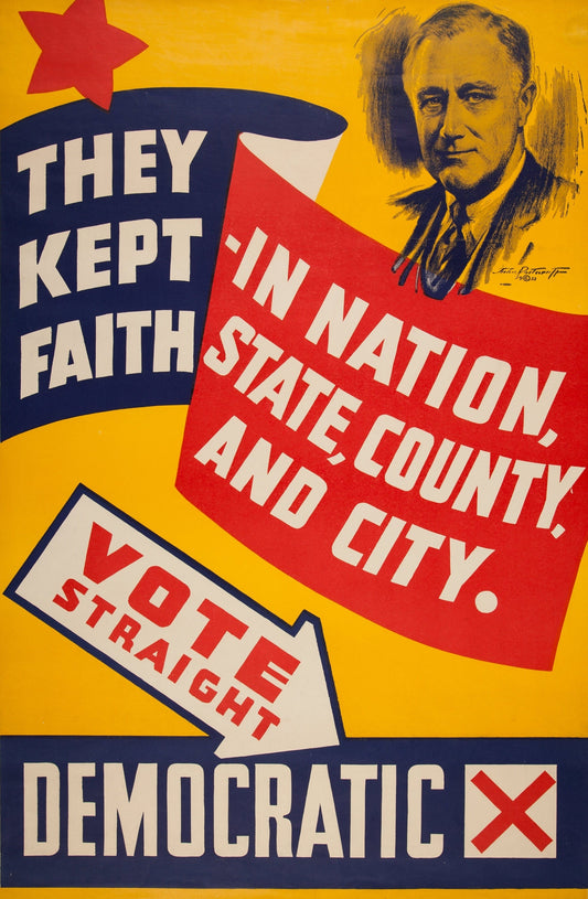 Vote Straight Fdr Campaign Poster Glossy Poster Picture Photo Print Banner  Booma Prints
