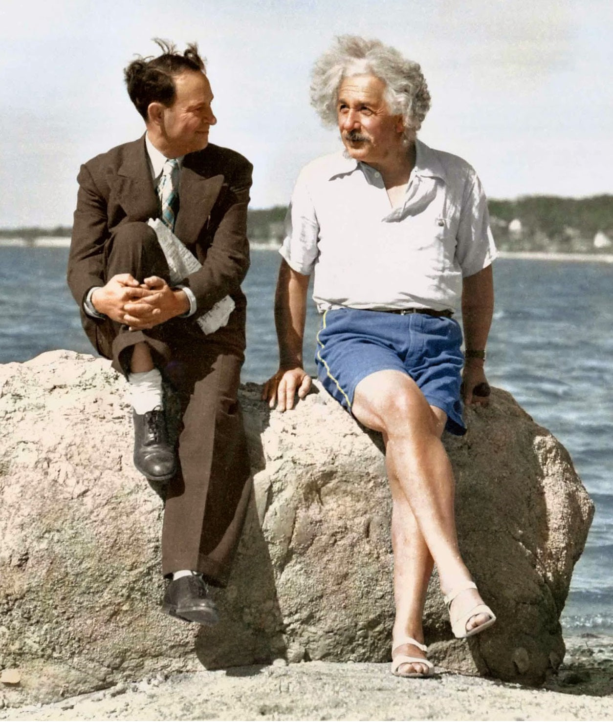 Albert Einstein At The Beach 1939 Glossy Poster Picture Photo Print Banner  Booma Prints
