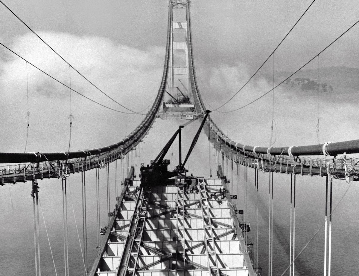 Golden Gate Bridge Construction Glossy Poster Picture Photo Print Banner  Booma Prints