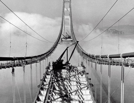 Golden Gate Bridge Construction Glossy Poster Picture Photo Print Banner  Booma Prints