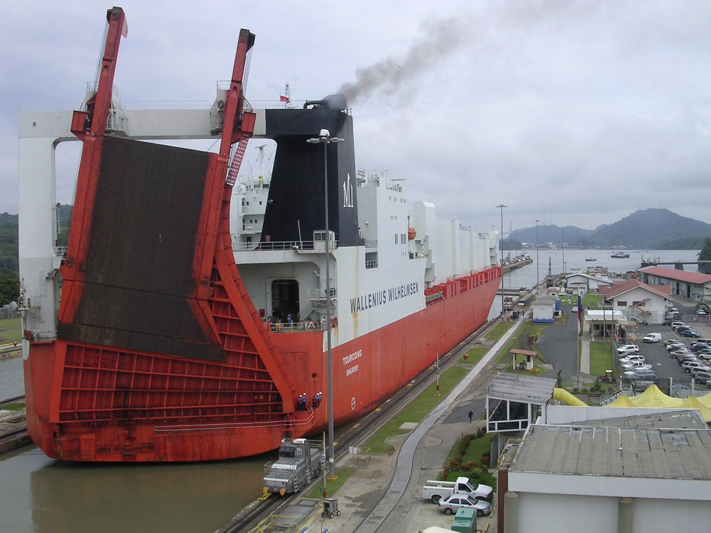 Ship Passing Through Panama Canal Glossy Poster Picture Photo Print Banner  Booma Prints