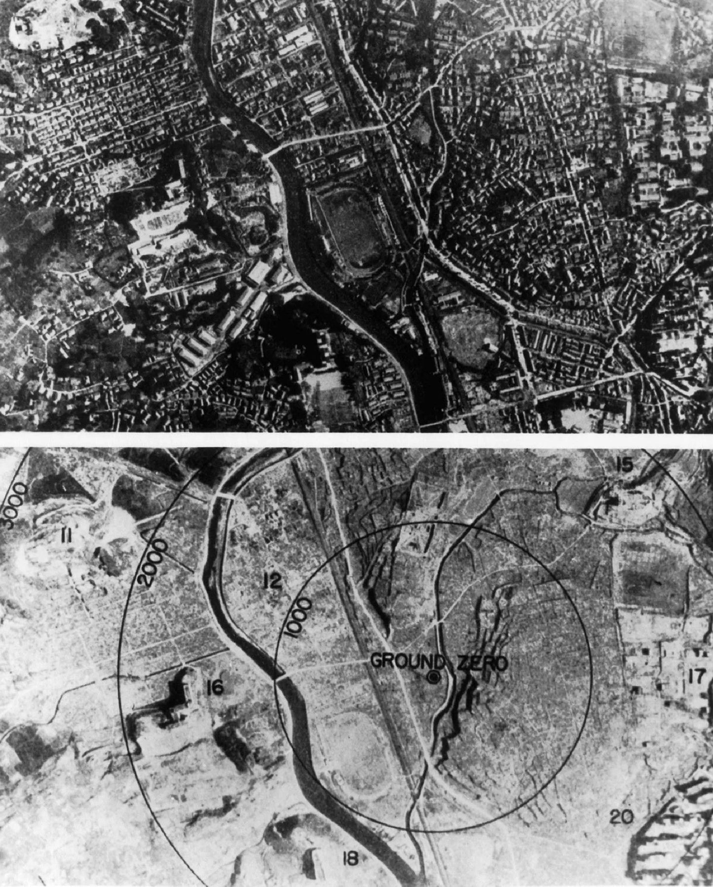 Nagasaki Aerial View Before & After 1945 Poster Picture Photo Print Banner  Booma Prints