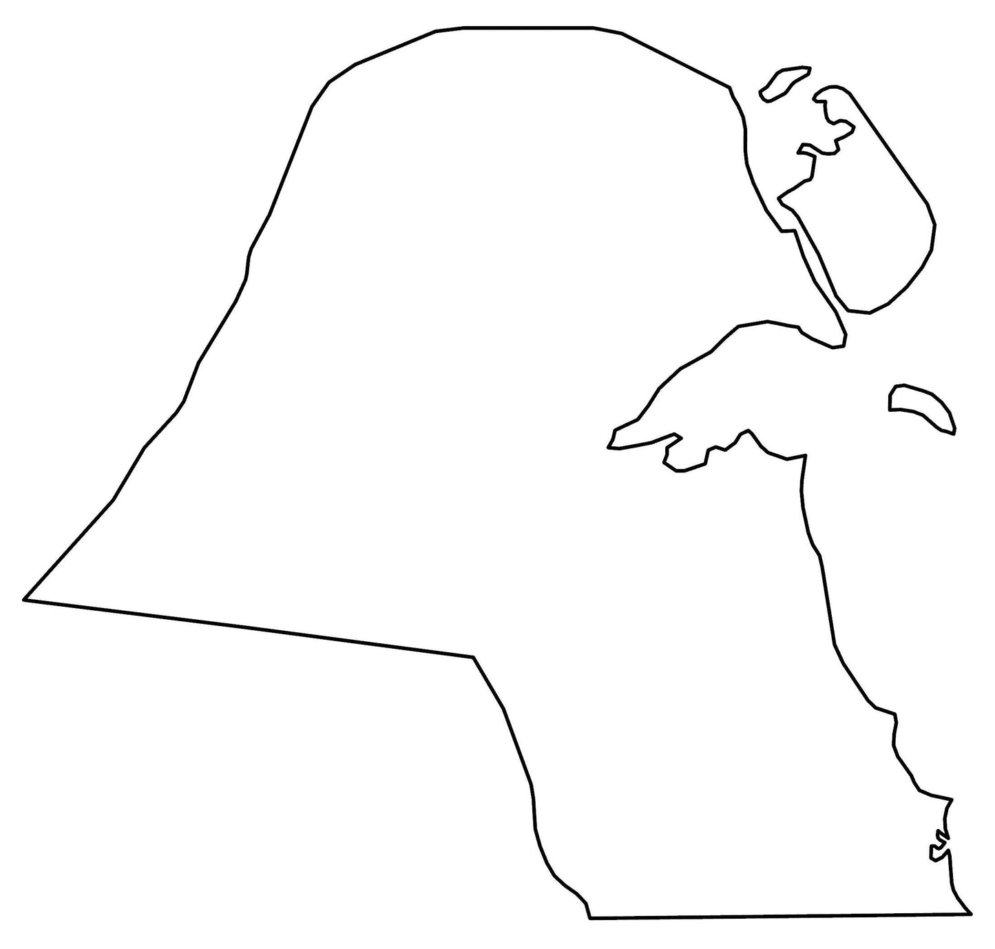 Kuwait Country Blank Outline Map Glossy Poster Picture Photo Print Banner  Booma Prints