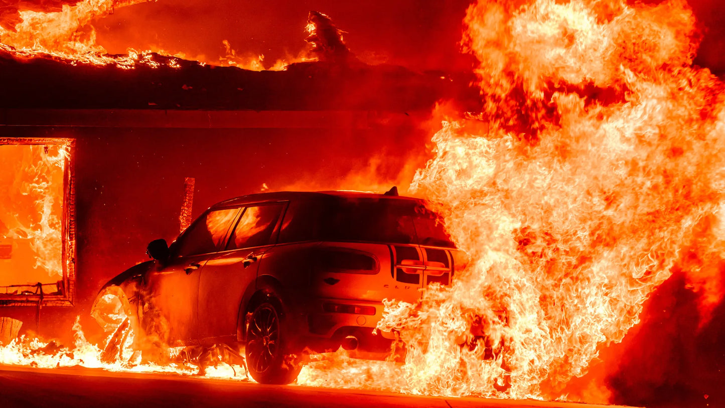 California Wildfires 2025 Car Engulfed Poster Picture Photo Print Banner  Booma Prints