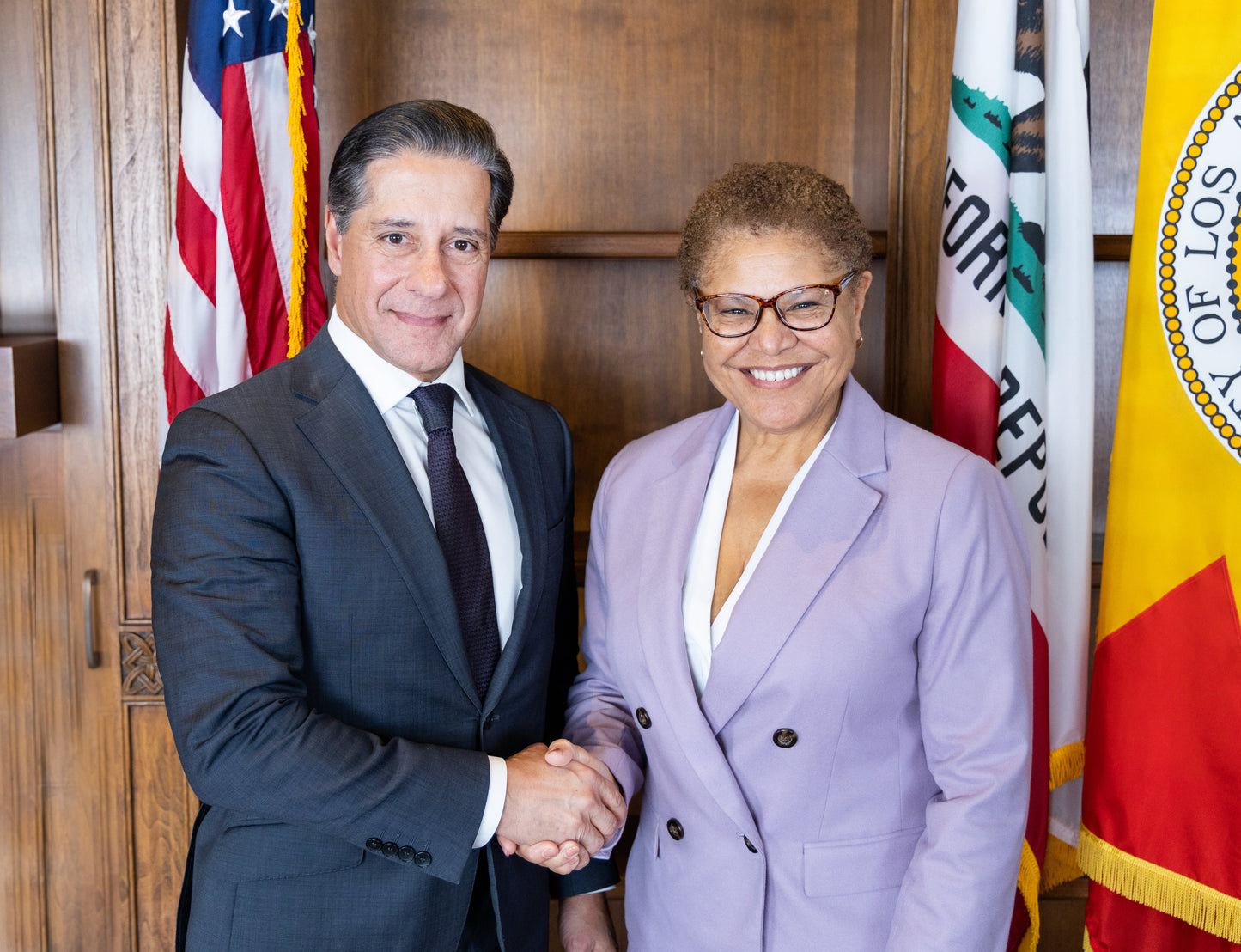 Mayor Karen Bass Alberto Carvalho Glossy Poster Picture Photo Print Banner  Booma Prints