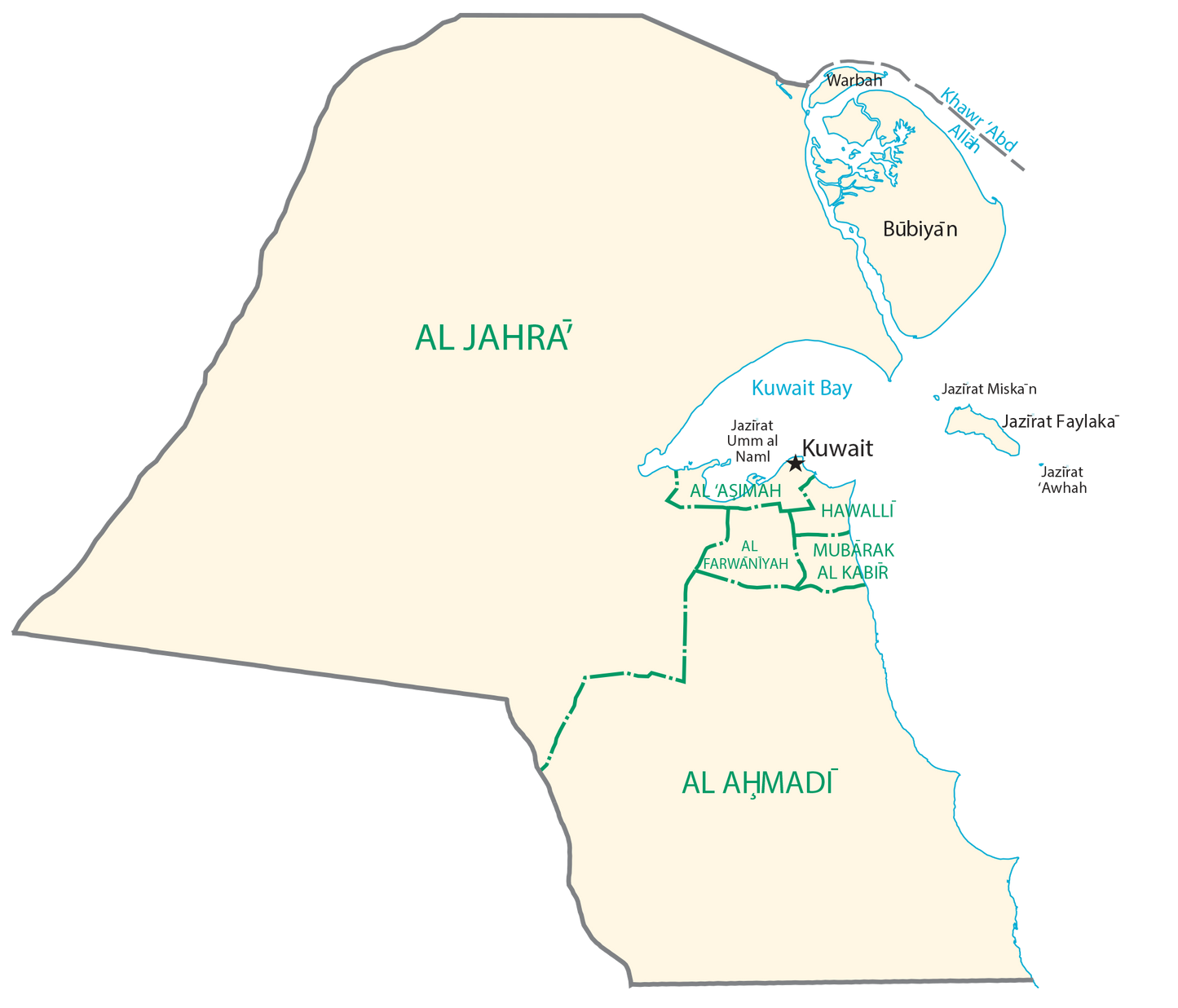 Kuwait Adminstrative Division Map Glossy Poster Picture Photo Print Banner  Booma Prints