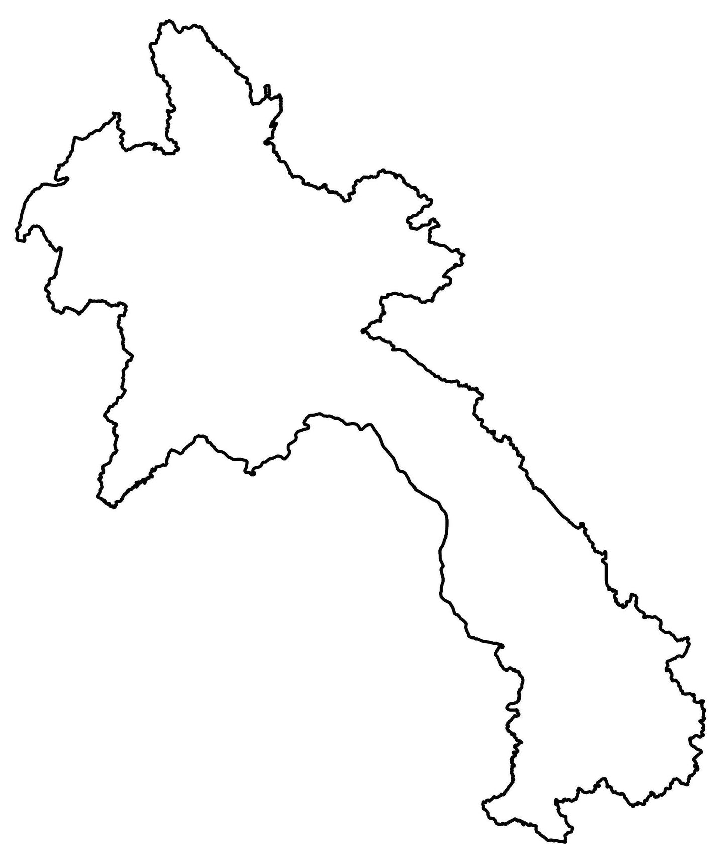 Laos Blank Outline Map Glossy Poster Picture Photo Print Banner  Booma Prints