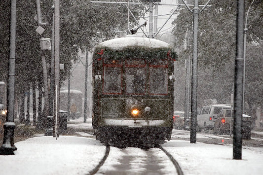 New Orleans Snow Train Trolley Glossy Poster Picture Photo Print Banner  Booma Prints