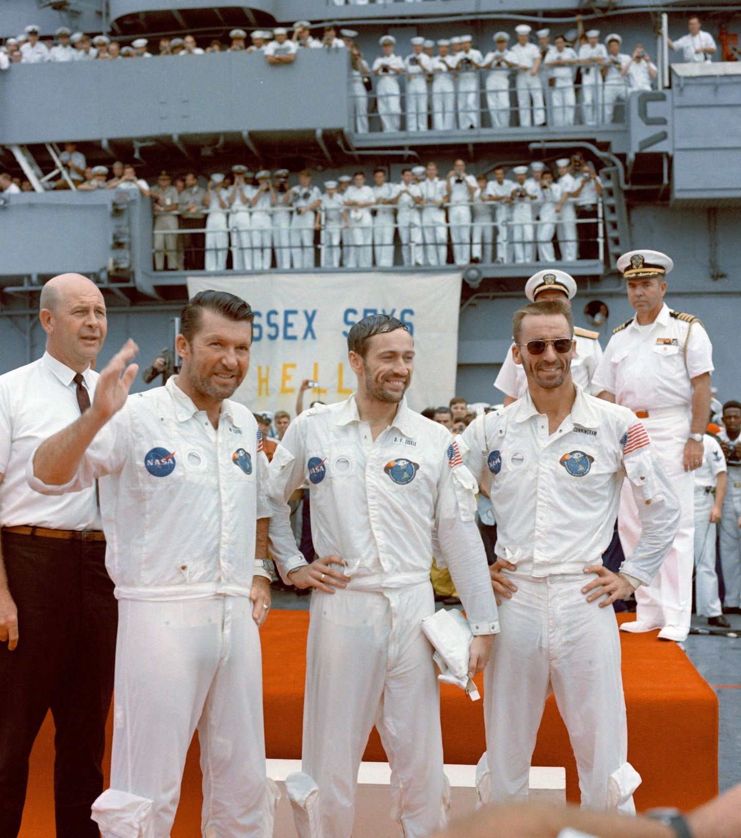 Apollo 7 Crew On Uss Essex Glossy Poster Picture Photo Print Banner  Booma Prints