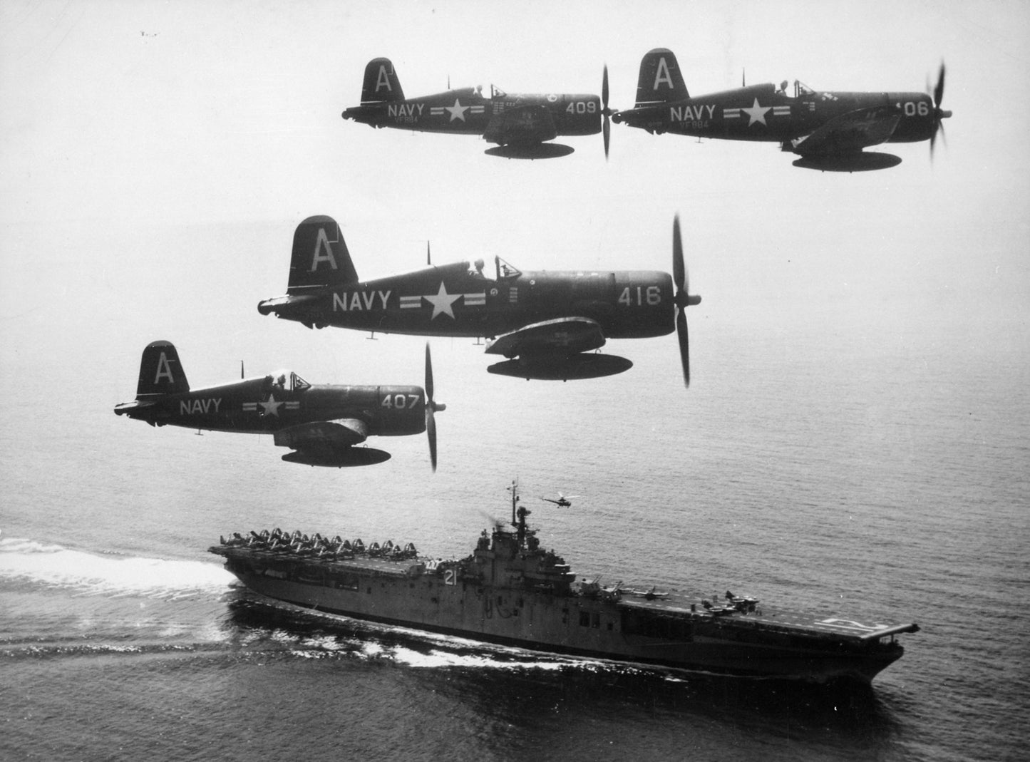 F4U-4 Corsairs Vf 884 Uss Boxer Glossy Poster Picture Photo Print Banner  Booma Prints