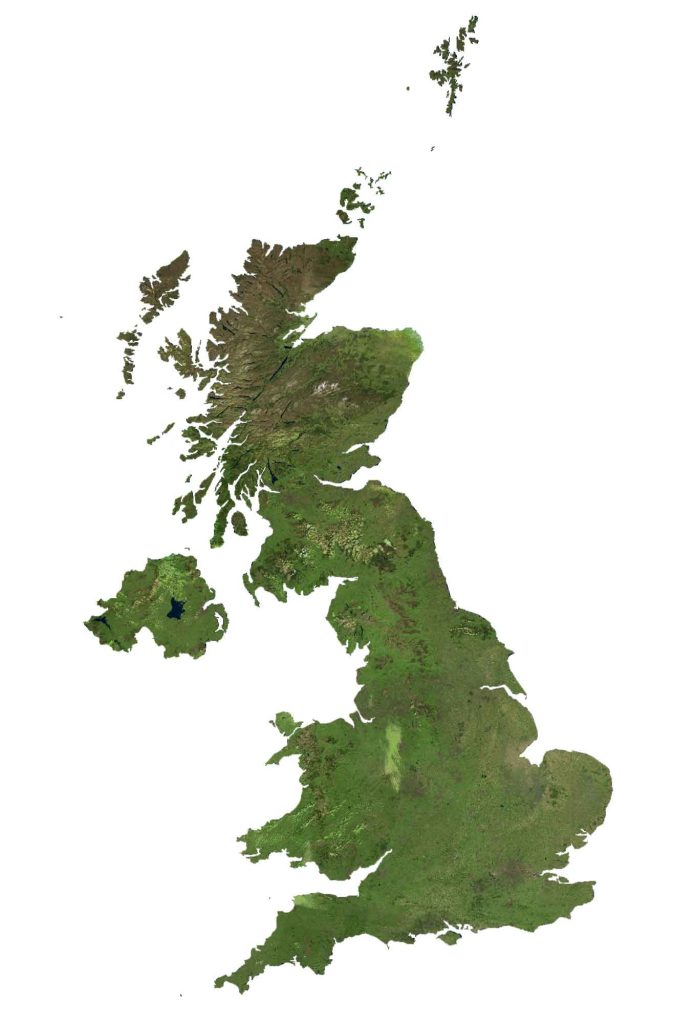 United Kindon Satellite Map Uk Glossy Poster Picture Photo Print Banner  Booma Prints