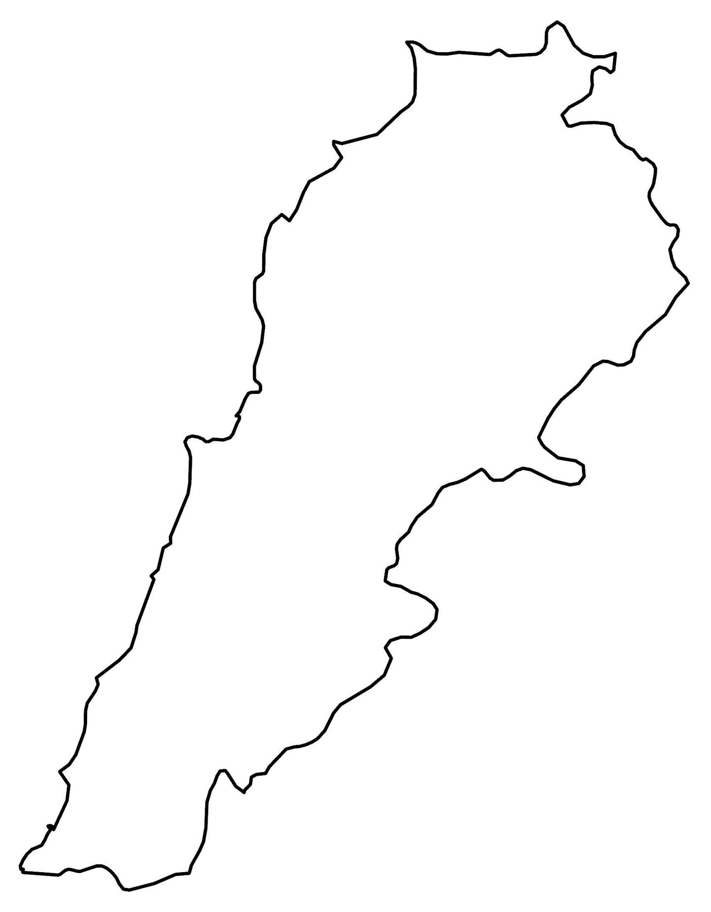 Lebanon Blank Outline Map Glossy Poster Picture Photo Print Banner  Booma Prints