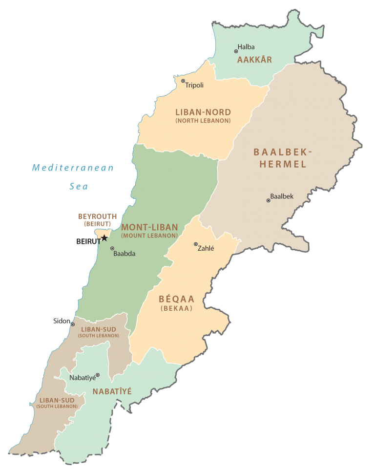 Lebanon Province Map Glossy Poster Picture Photo Print Banner  Booma Prints