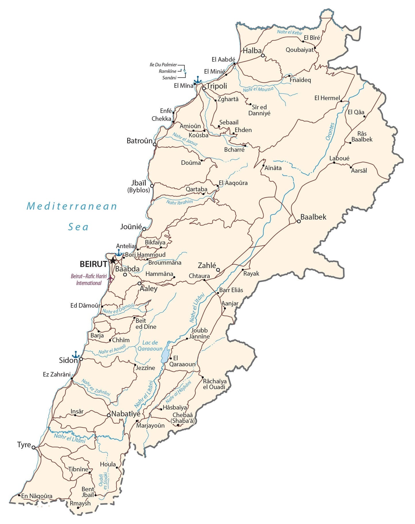 Lebanon Road Map Glossy Poster Picture Photo Print Banner  Booma Prints