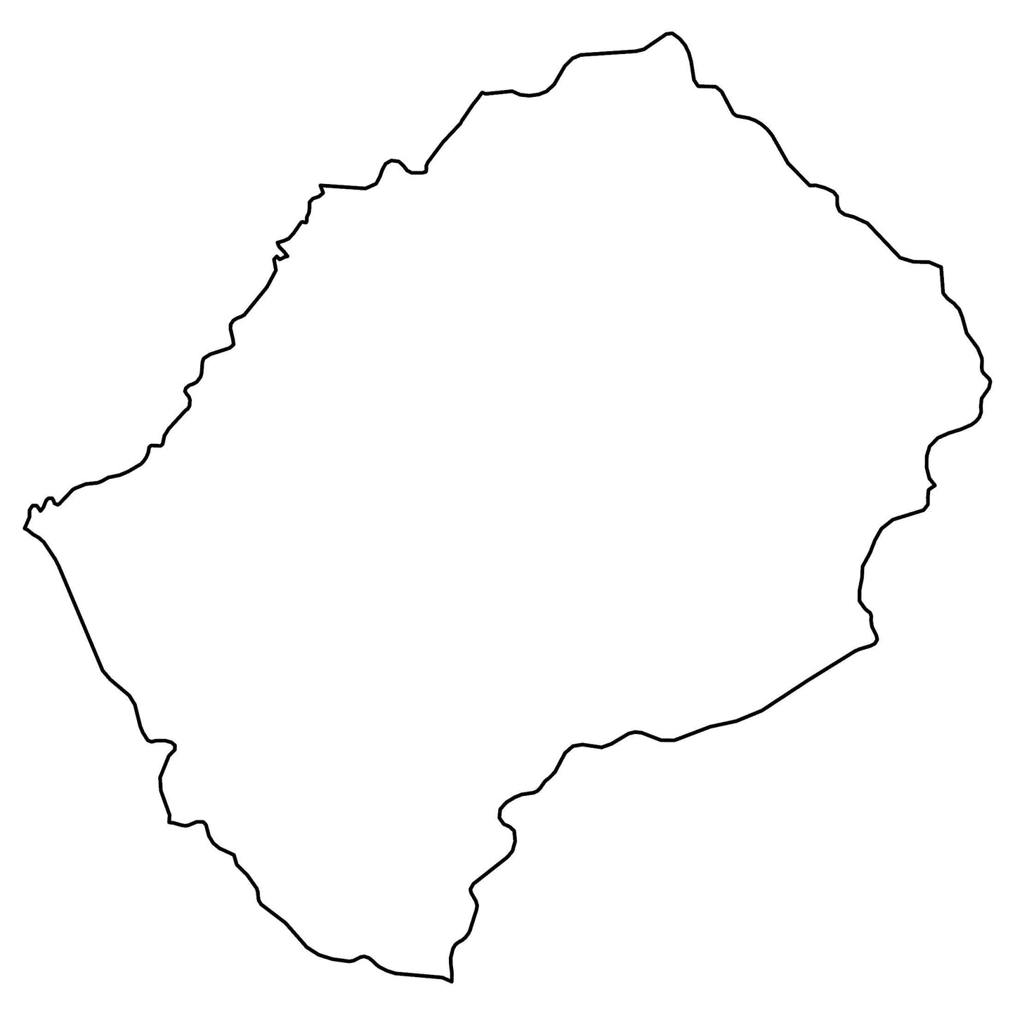 Lesotho Blank Outline Map Glossy Poster Picture Photo Print Banner  Booma Prints