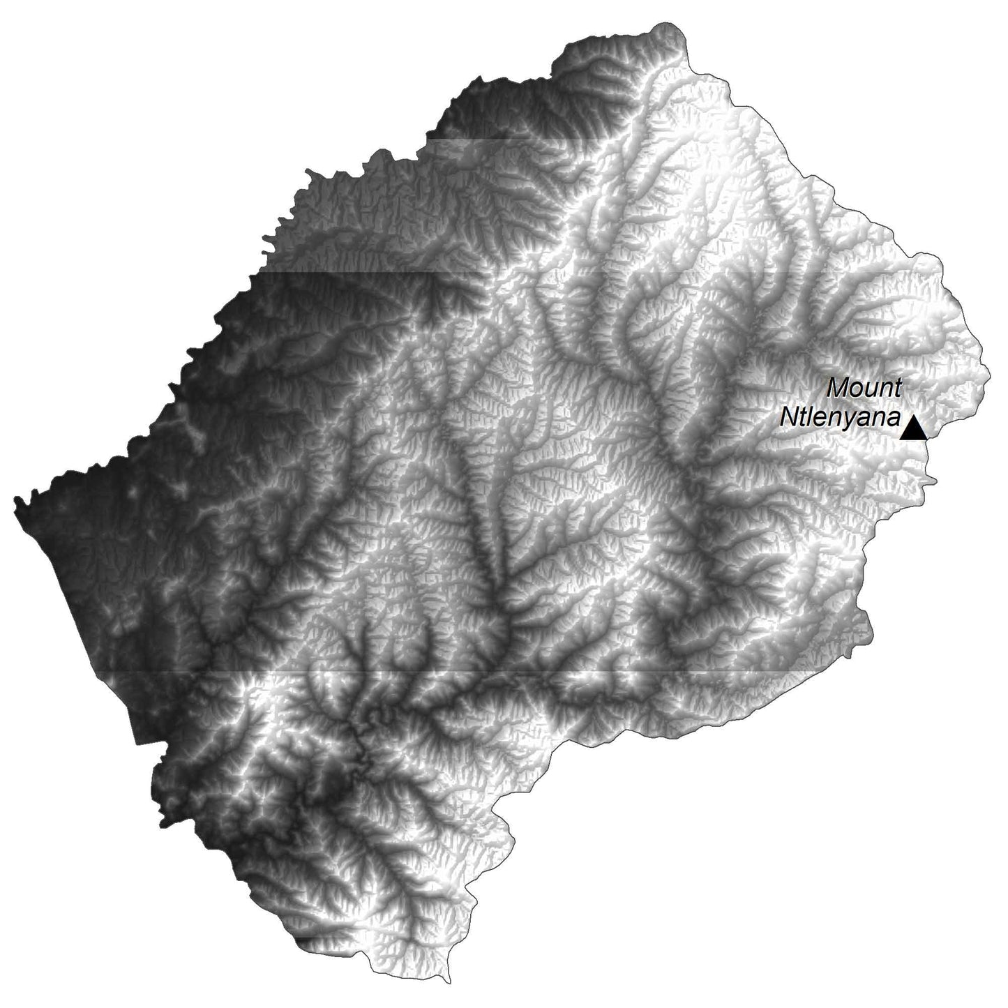 Lesotho Elevation Map Glossy Poster Picture Photo Print Banner  Booma Prints