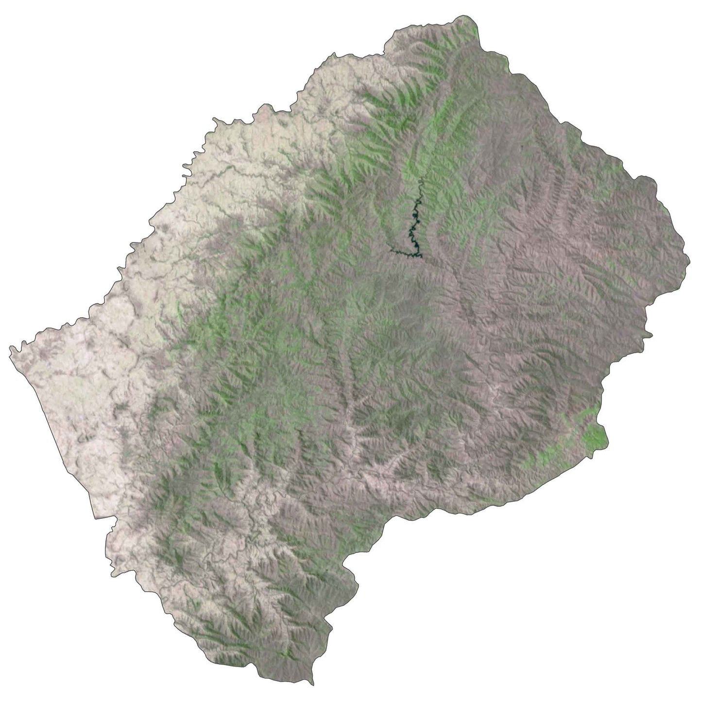 Lesotho Satellite Map Glossy Poster Picture Photo Print Banner  Booma Prints