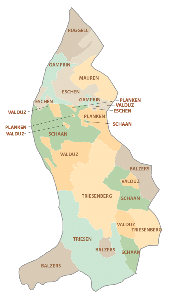 Liechtenstein Province Map Glossy Poster Picture Photo Print Banner  Booma Prints