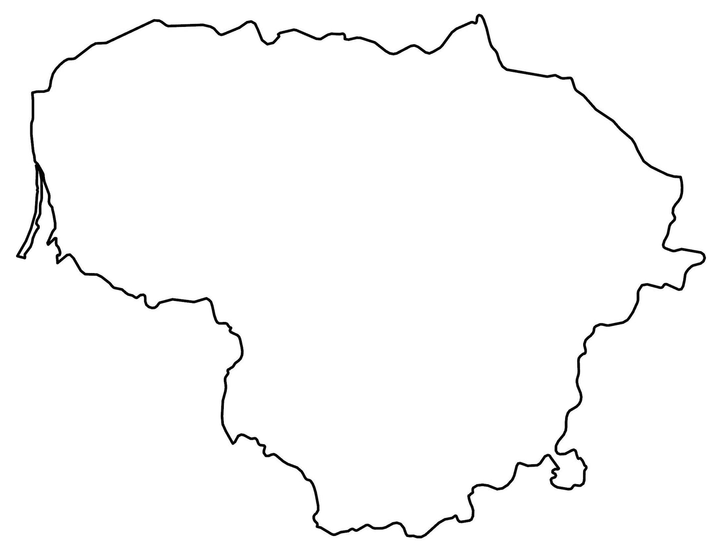 Lithuania Blank Outline Map Glossy Poster Picture Photo Print Banner  Booma Prints