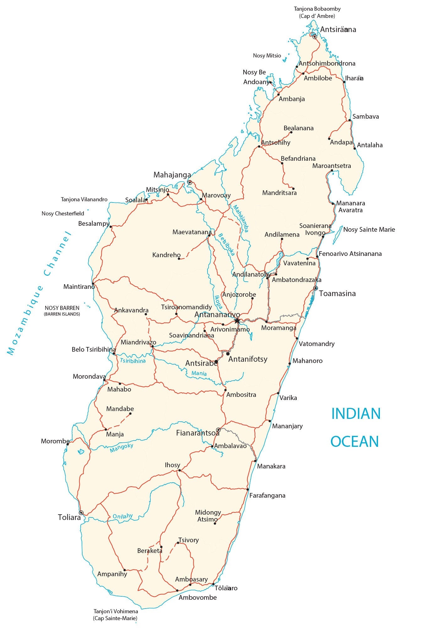 Madagascar Road Map Glossy Poster Picture Photo Print Banner  Booma Prints
