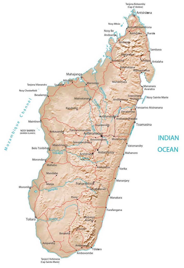 Madagascar Physical Map Glossy Poster Picture Photo Print Banner  Booma Prints