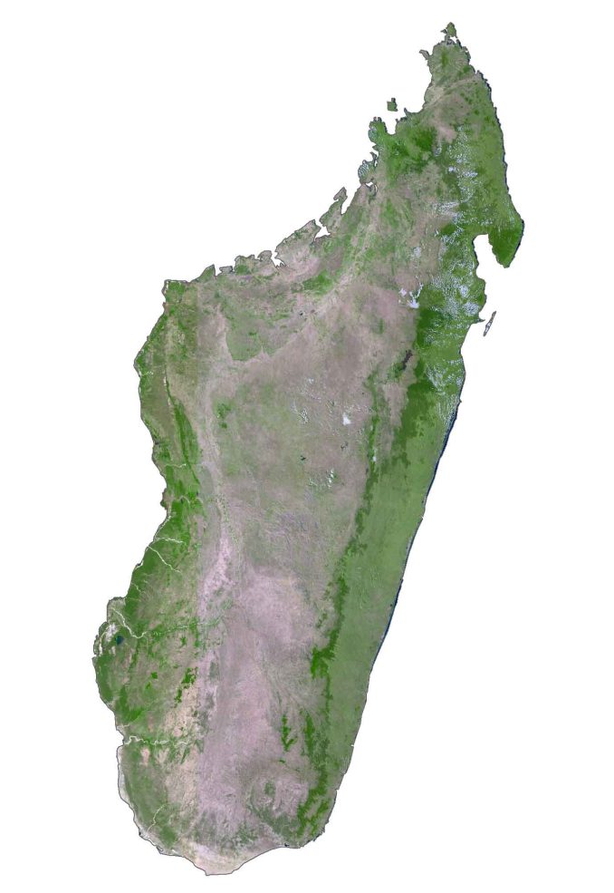 Madagascar Satellite Map Glossy Poster Picture Photo Print Banner  Booma Prints