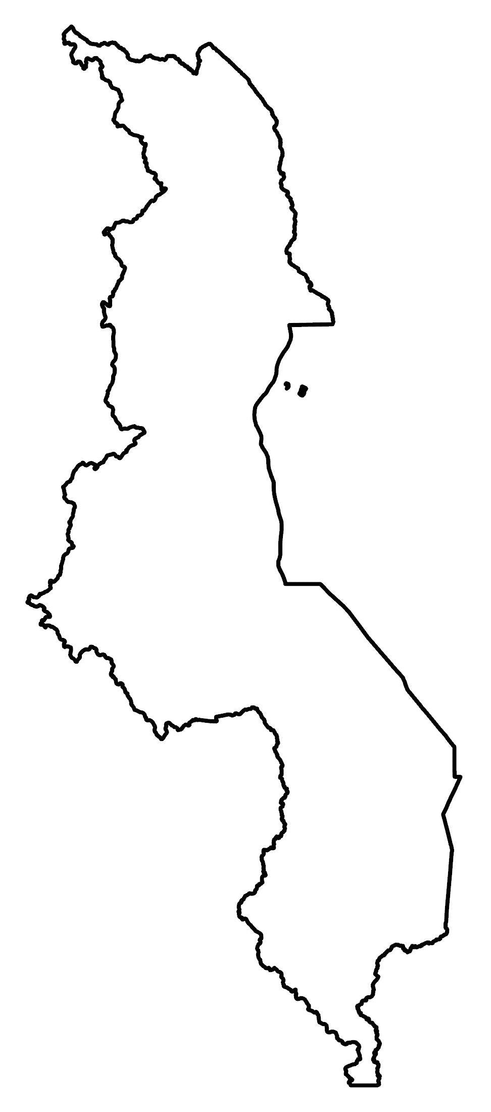 Malawi Blank Outline Map Glossy Poster Picture Photo Print Banner  Booma Prints