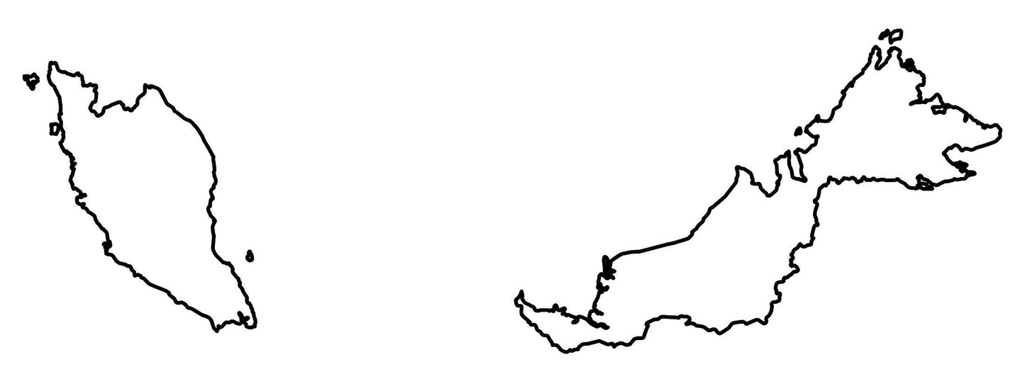 Malaysia Blank Outline Map Glossy Poster Picture Photo Print Banner  Booma Prints