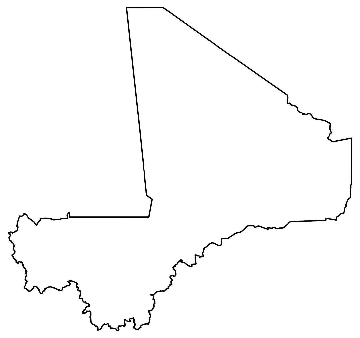 Mali Blank Outline Map Glossy Poster Picture Photo Print Banner  Booma Prints