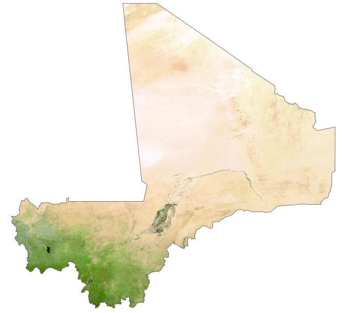 Mali Satellite Map Glossy Poster Picture Photo Print Banner  Booma Prints