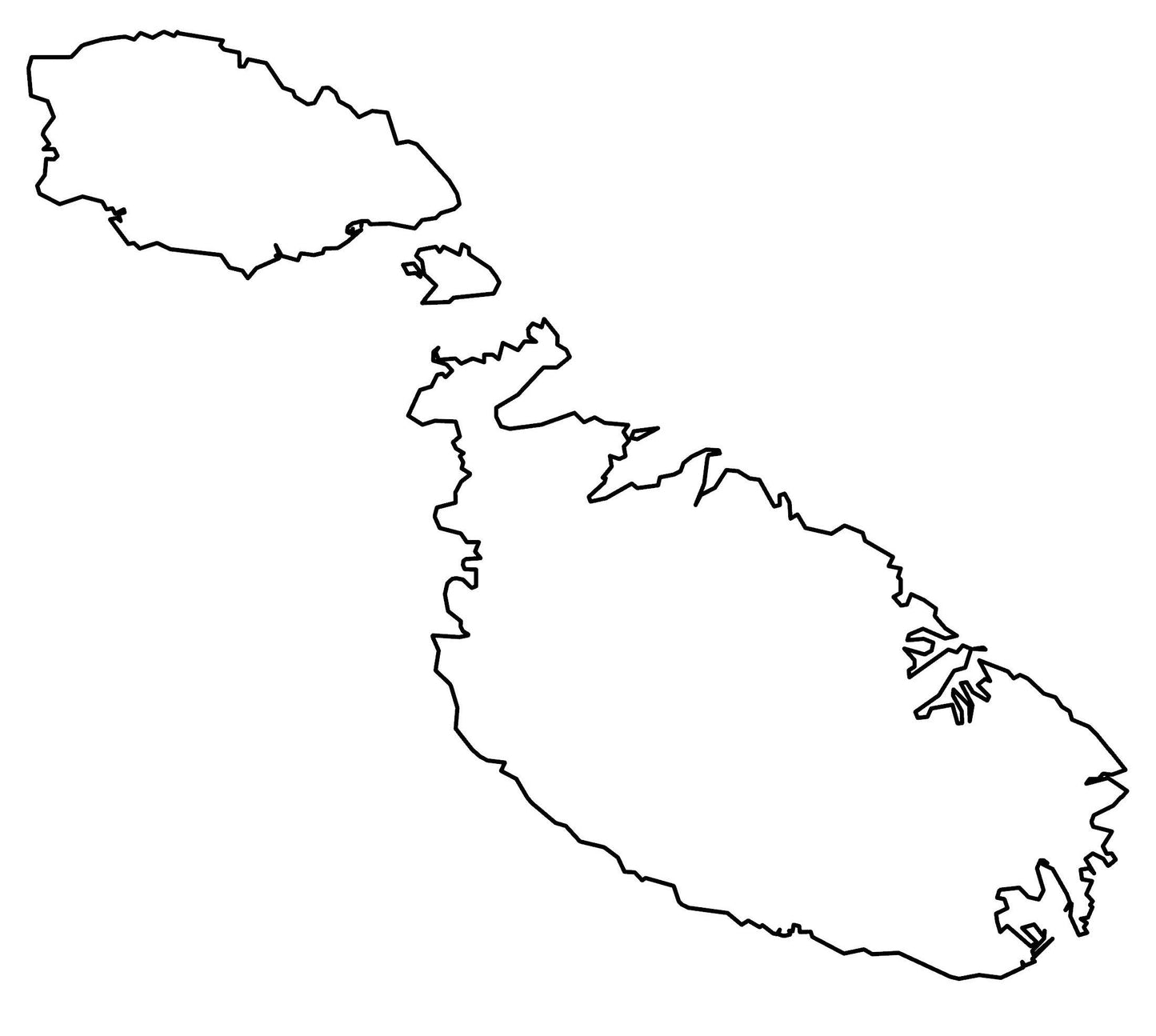 Malta Blank Outline Map Glossy Poster Picture Photo Print Banner  Booma Prints