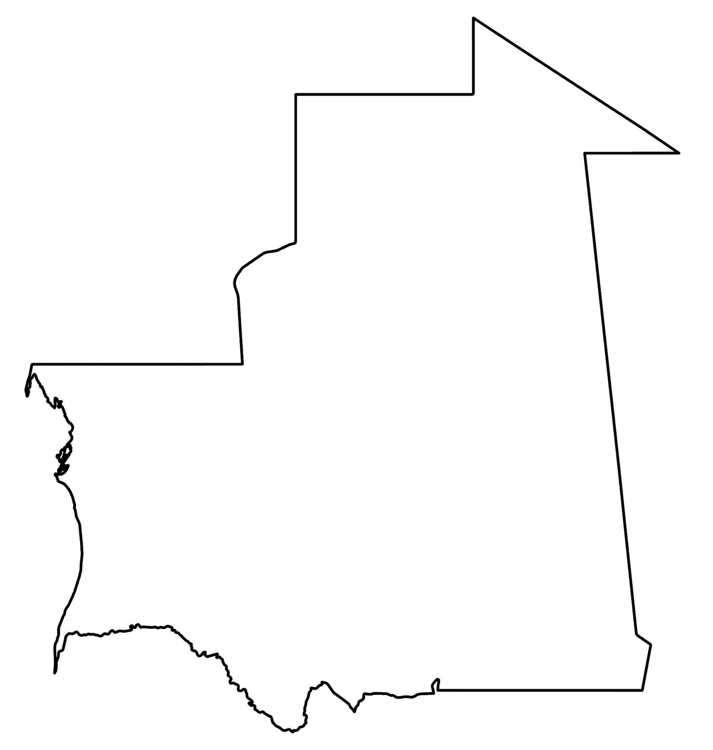 Mauritania Blank Outline Map Glossy Poster Picture Photo Print Banner  Booma Prints