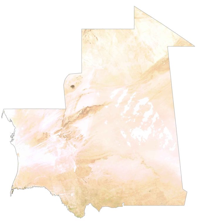 Mauritania Satellite Map Glossy Poster Picture Photo Print Banner  Booma Prints