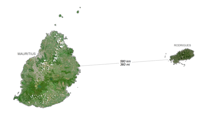Mauritius Satellite Map Glossy Poster Picture Photo Print Banner  Booma Prints
