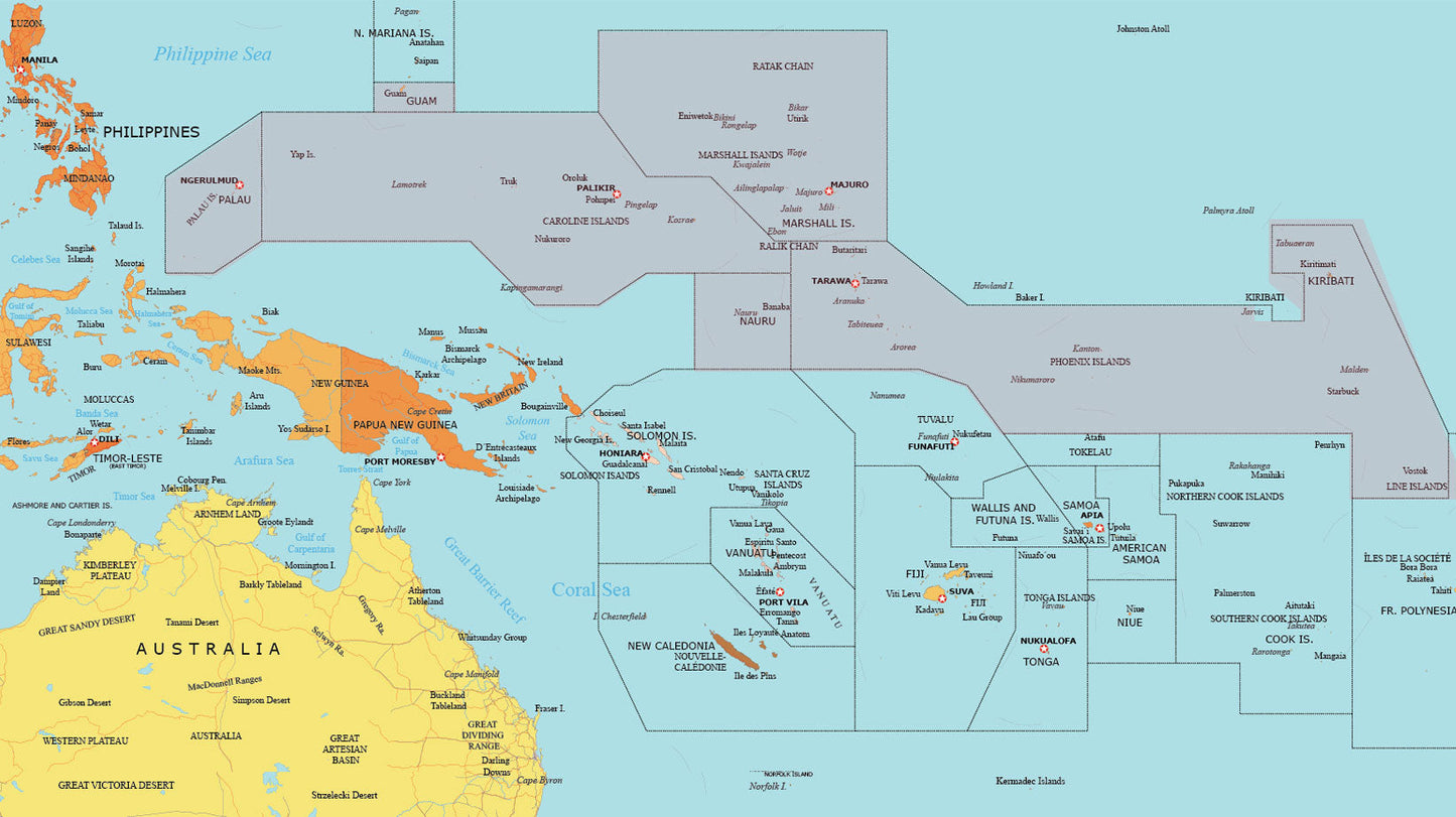 Micronesia Detailed Map Glossy Poster Picture Photo Print Banner  Booma Prints