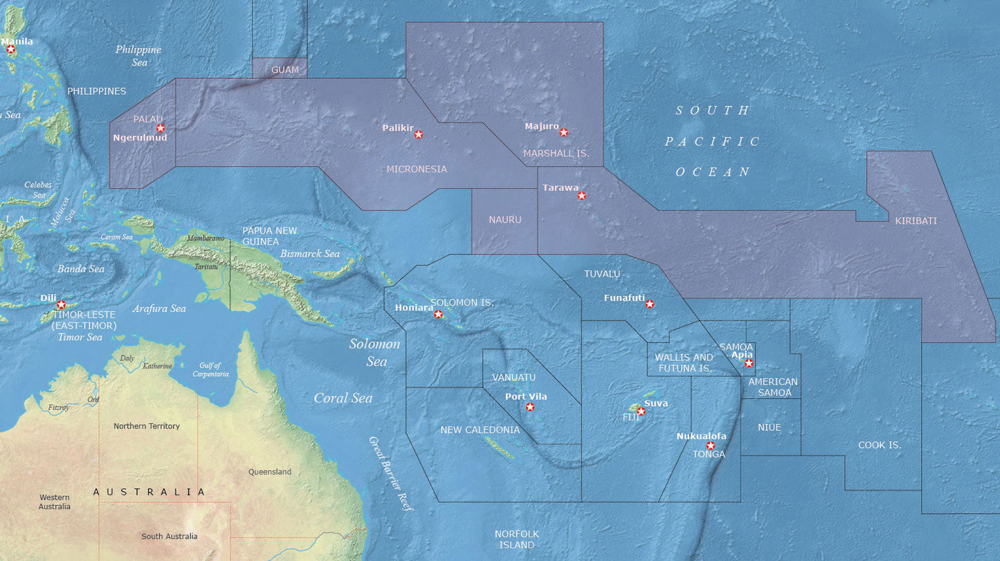 Micronesia Physical Map Glossy Poster Picture Photo Print Banner  Booma Prints