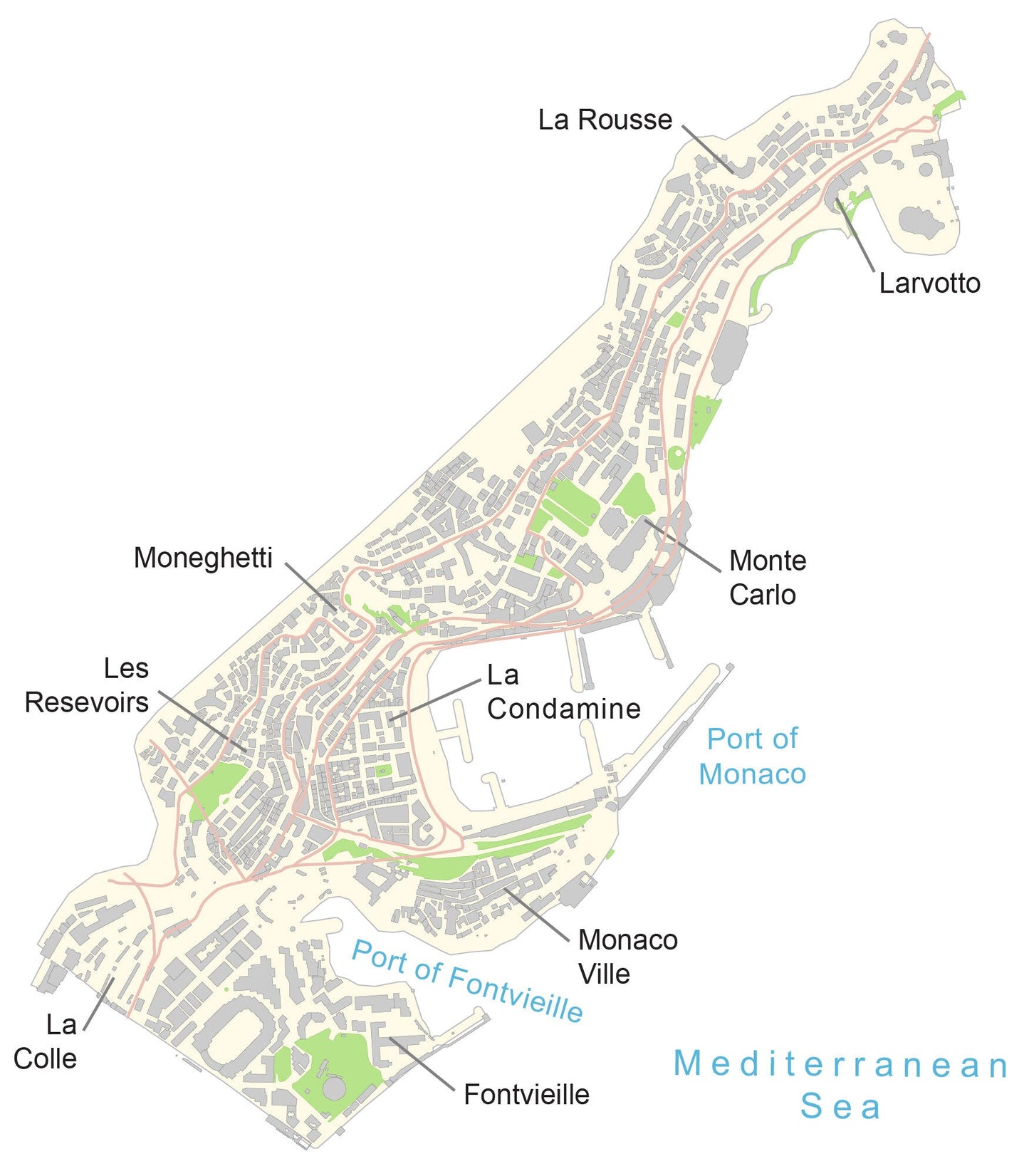 Monaco Road Map Glossy Poster Picture Photo Print Banner  Booma Prints