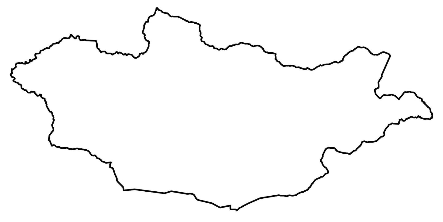 Mongolia Blank Outline Map Glossy Poster Picture Photo Print Banner  Booma Prints