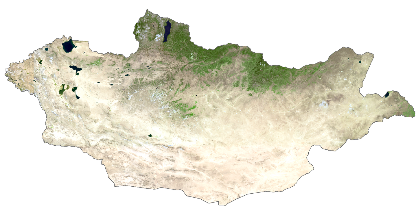 Mongolia Satellite Map Glossy Poster Picture Photo Print Banner  Booma Prints