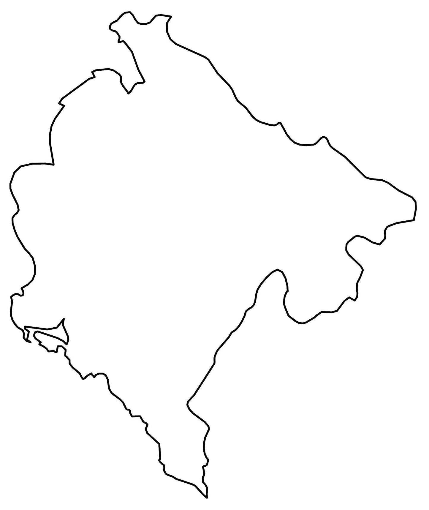 Montenegro Blank Outline Map Glossy Poster Picture Photo Print Banner  Booma Prints
