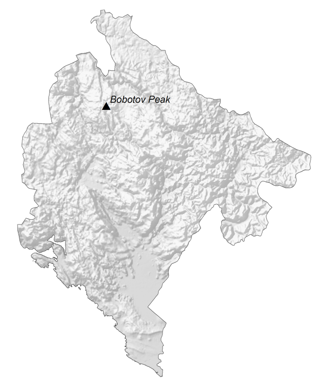 Montenegro Elevation Map Glossy Poster Picture Photo Print Banner  Booma Prints