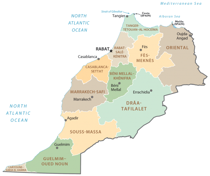 Morocco Province Map Glossy Poster Picture Photo Print Banner  Booma Prints