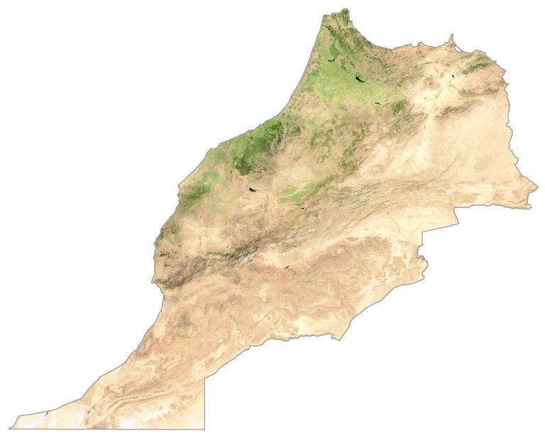Morocco Satellite Map Glossy Poster Picture Photo Print Banner  Booma Prints